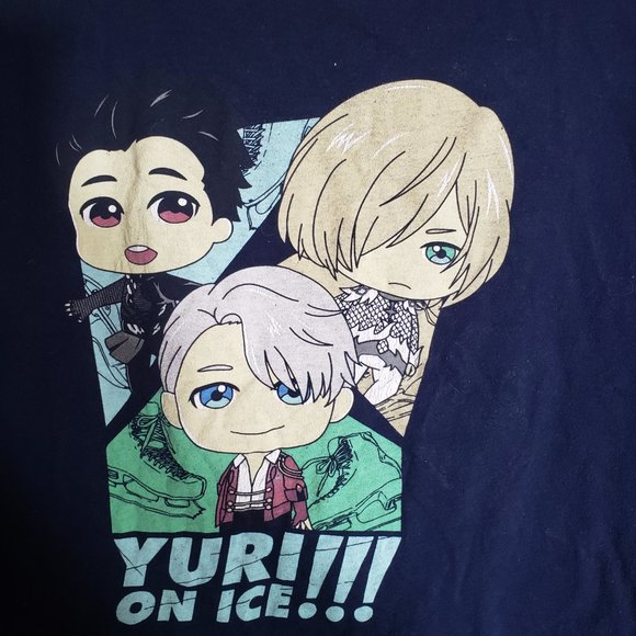Yuri on Ice Hot Topic Tshirt Mens XL Navy Blue with Character Graphic Front - Picture 2 of 4